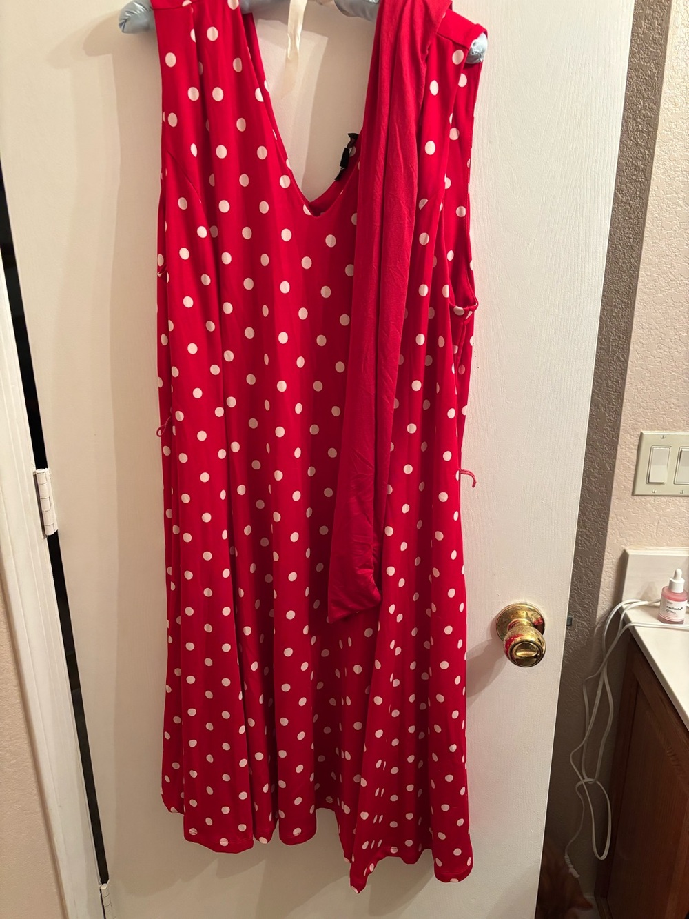 Charlie Paige Red Dress with White Polka Dots